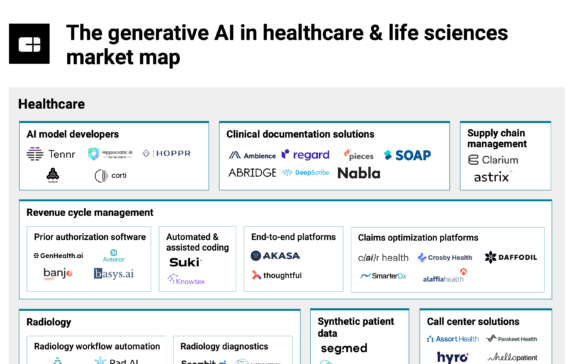 The generative AI in healthcare and life sciences market map
